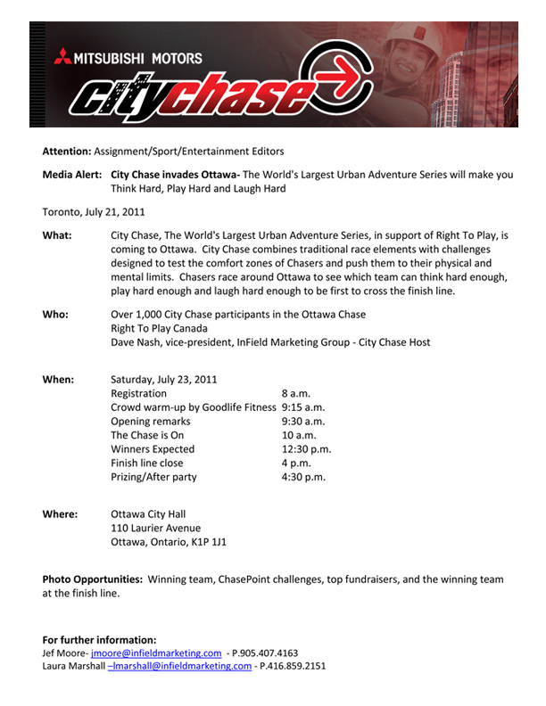 City Chase Media Alert